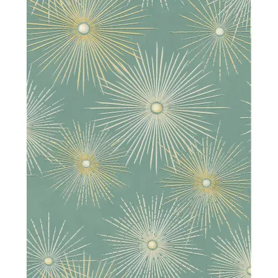 NextWall Starburst Geo Peel and Stick Wallpaper Teal Blue: Mid-Century Modern, Self-Adhesive, Repositionable, Washable