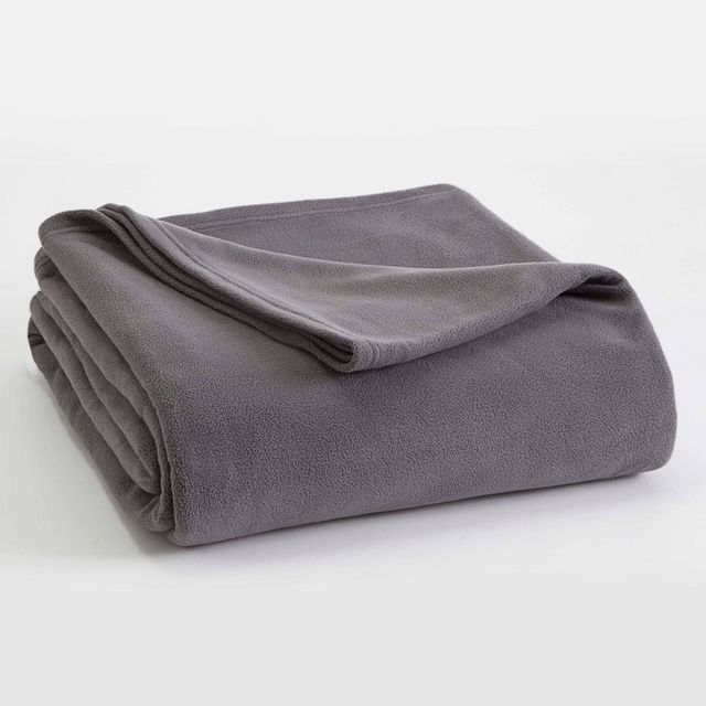 Twin Micro Fleece Bed Blanket Gray - Vellux