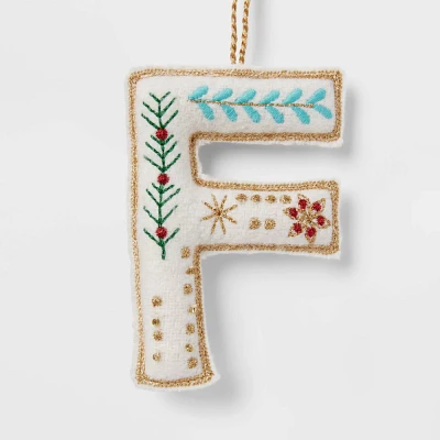 Embroidered abric Monogram Letter  Christmas Tree Ornament - Wondershop