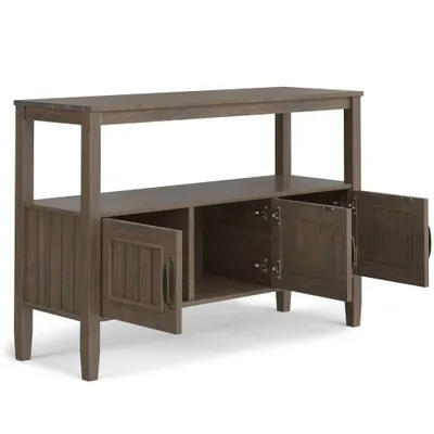 Rowan Console Table Smoky Brown - Wyndenhall: Storage Sofa Table with Fixed Shelves, Pine Frame