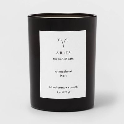 8oz Glass Jar Zodiac Aries Candle Black - Threshold