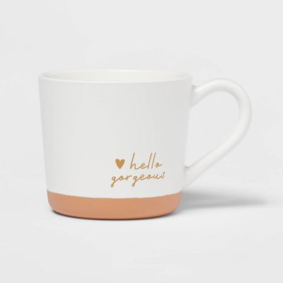 15oz Stoneware Hello Gorgeous Mug - Threshold: Traditional White Coffee Mug, Dishwasher & Microwave Safe, 1 Piece