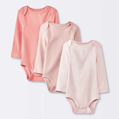 Baby Girls 3pk Long Sleeve Bodysuit