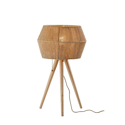 Adesso Montana Table Lamp Natural: Wood Tripod Base, Brown Rope Shade, UL Listed, No Assembly Required