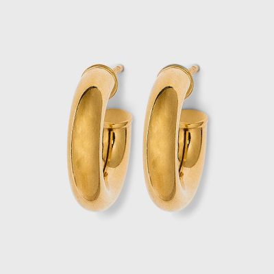 14K Gold Plated Tube Hoop Post Drop Earrings - A New Day