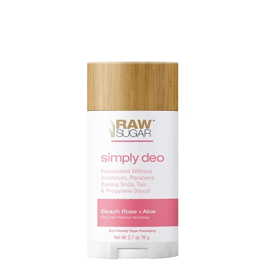 Raw Sugar Simply Deo Beach Rose + Aloe Deodorant - 2.7oz