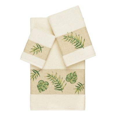 Zoe Embellished Bath Towel Set  - Linum Home Textiles: 3-Piece Lightweight Terry