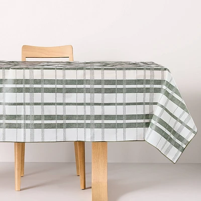 60x84 Plaid Wipeable Rectangular Tablecloth White/Green - Hearth & Hand with Magnolia