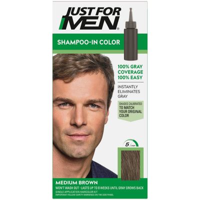 Just For Men Shampoo-In Color Gray Hair Coloring for Men - Medium Brown - H-35
