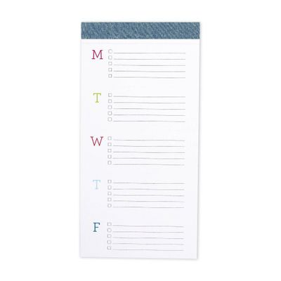 Undated List Pad Planner the big ta-do 7x14 Chambray Fabric - lake + loft: Large To-Do List, Rigid Backing, Perforated Pages