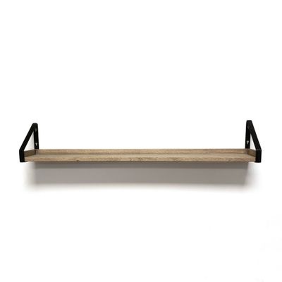 48 Solid Wood Ledge Wall Shelf with Rustic Metal Bracket Driftwood - InPlace