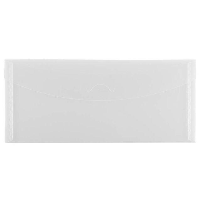 JAM Paper 12pk 4 1/4x9 3/4 Plastic Envelopes with Tuck Flap Closure - Clear: Document Storage Organizer, Filing Accessories