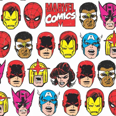 Marvel Comics Classic Faces Peel & Stick Kids Wallpaper - RoomMates