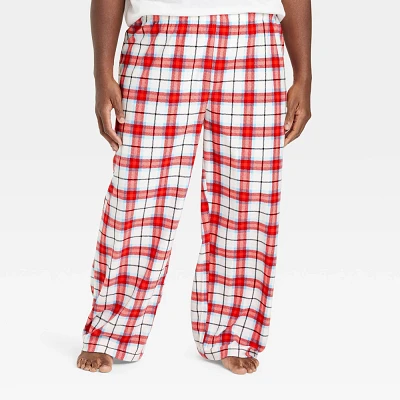 Men Big & Tall Plaid Microfleece Holiday Matching Family Pajama Pant