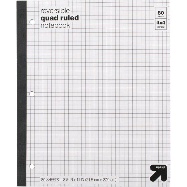 Reversible Quad Ruled Composition Notebook 8.5 x 11 80 Sheets - up & up
