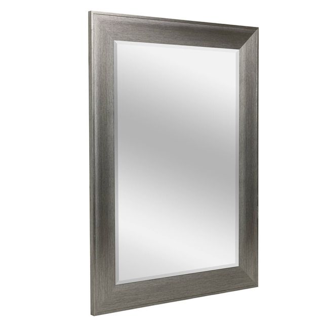 29.5 x 35.5 Metallic Raised Lip Frame Mirror Gray - Head West: Modern Rectangle, Beveled Glass, Wall Mount