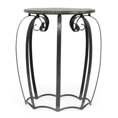 Wiers Modern Industrial Handcrafted Mango Wood Side Table Gray/Black - Christopher Knight Home: No Assembly, Round Design