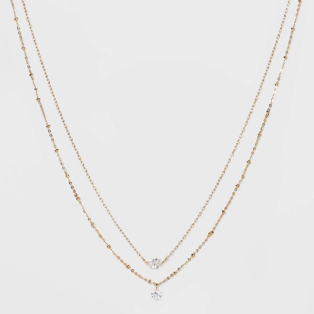 Cubic Zirconia Multi-Strand Chain Necklace - A New Day Gold