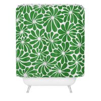 Jenean Morrison All Summer Long Heavy Shower Curtain Green - Deny Designs: 74 Inch Length, Botanical Pattern, Microfiber