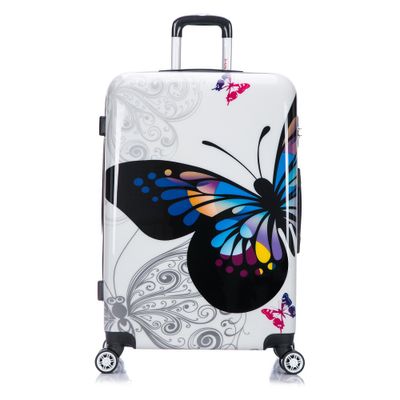 InUSA Prints Hardside Large Checked Spinner Suitcase - Butterfly