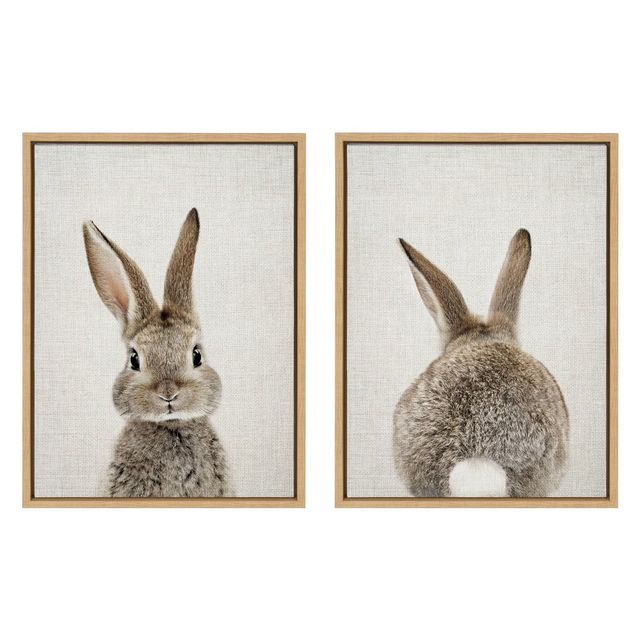 Kate & Laurel All Things Decor (Set of 2) 18 x 24 Sylvie Bunny Portrait and Tail by Amy Peterson Framed Wall Canvas Set