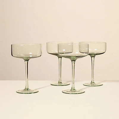 9.8oz Tinted Glass Coupe Drinkware Light Green (Set of 4) - Hearth & Hand with Magnolia: Cocktail Glassware