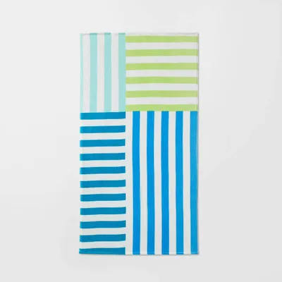 Striped Beach Towel Blue - Sun Squad