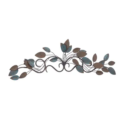 Metal Leaf Wall Decor Blue - Olivia & May: Iron Nature-Inspired Vertical