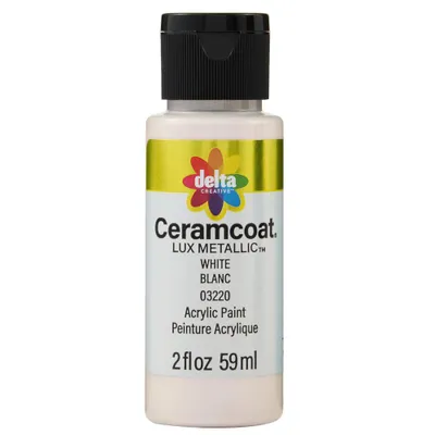 Delta 2 fl oz Ceramcoat Luxe Metallic Paint White: Water-Based, Interior & Exterior, Wood & Metal, Quick-Dry, 5 sq ft Coverage