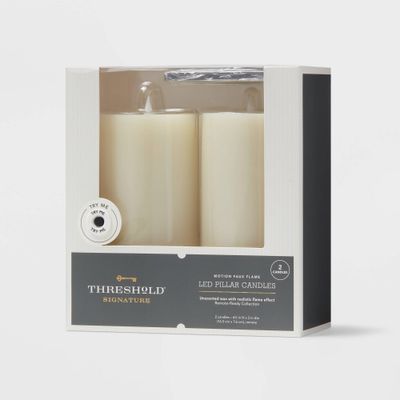 2pk 3 x 6 LED Candles Cream - Threshold: Paraffin Wax, Traditional Decor, Pillar Style