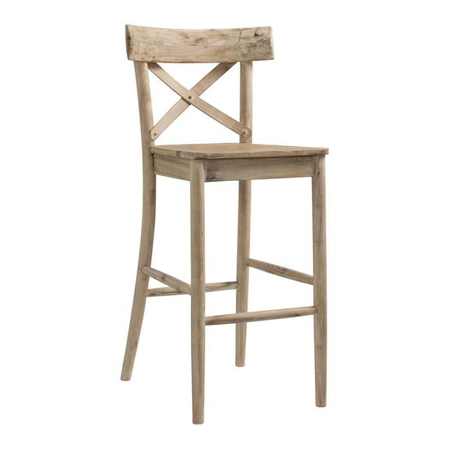 1pc Keaton Barstool Beach - Picket House Furnishings: Rustic Acacia Wood, Fixed Height, Mid-Century Modern Design