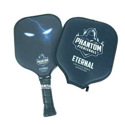 Phantom Pickleball 16 Eternal Steel 14mm T700 Carbon Fiber Traditional Pickleball Paddle with Cover - Gray