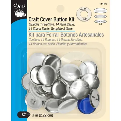 Dritz /8 Set of 14 Craft Cover Button Kit with Tools Nickel