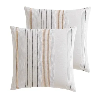 Andrew Euro Sham Ivory - Riverbrook Home: Cotton Jacquard Weave, 26 Pillow Cover, Machine Washable