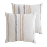 Andrew Euro Sham Ivory - Riverbrook Home: Cotton Jacquard Weave, 26 Pillow Cover, Machine Washable