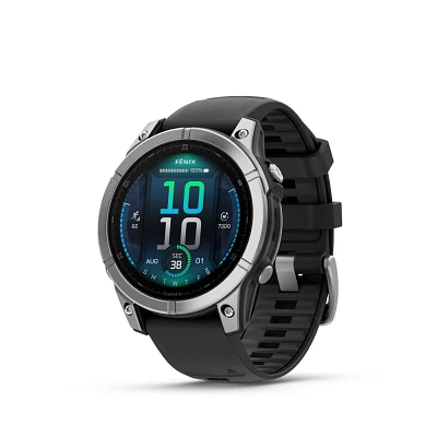 Garmin Fenix E 47mm AMOLED Stainless Steel with Black Silicone Band