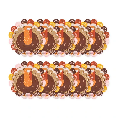 Thanksgiving 10ct Scalloped Turkey Dinner Plates - Spritz