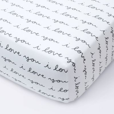 Fitted Crib Sheet I Love You - Cloud Island White/Gray