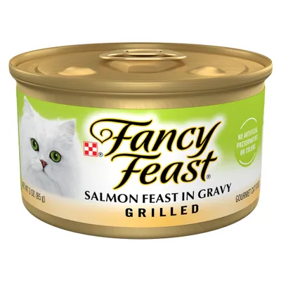 Purina Fancy Feast Grilled Gourmet Wet Cat Food Salmon, Fish, Seafood Feast In Gravy - 3oz