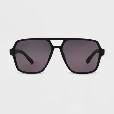 Mens Rubberized Plastic Aviator Sunglasses - Original Use Black