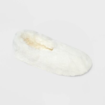 Womens Faux Fur Cozy Pull-On Slipper Socks with Grippers