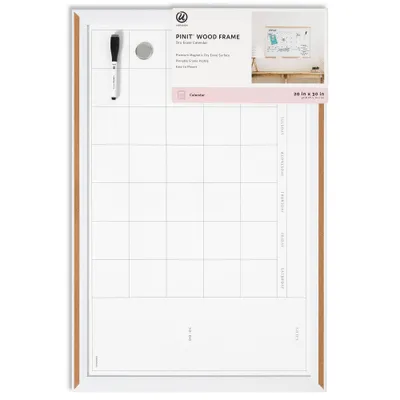 U Brands 20x 30 PINIT Magnetic Dry Erase Calendar Board Wood Frame