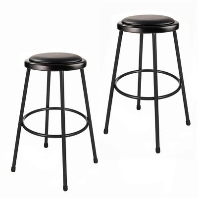 Set of 2 30 Heavy Duty Vinyl Padded Steel Barstools Black - Hampden Furnishings: No Assembly, Modern Style