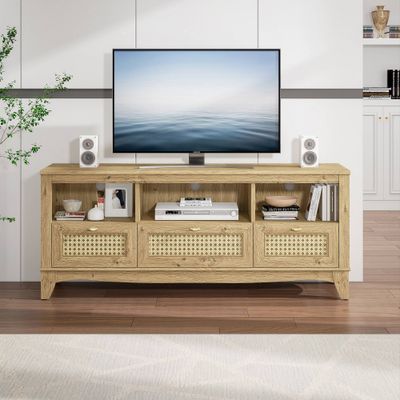 Home Essentials 55 Traditional Natural Wood TV Stand for TVs up to 60 with Drawer : Media Console for Living Room