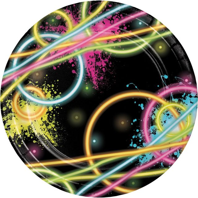 24ct Glow Party Dessert Plates Black