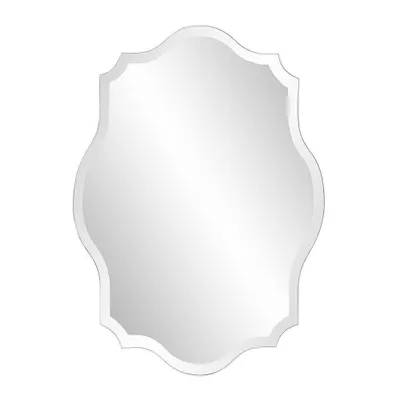 24 x 32 Scalloped Frameless Decorative Wall Mirror Clear - Howard Elliott: Beveled Glass, Wall Mount