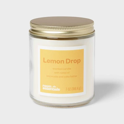 7oz Glass Jar Candle with Lid Lemon Drop - Room Essentials