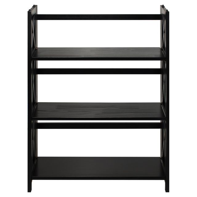 38 3-Shelf Folding Bookcase - Flora Home: Solid Wood, Stackable