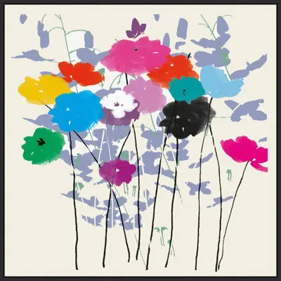 30 x 30 Meadow Flowers by Jenny Frean Framed Canvas Wall Art Print - Amanti Art: Modern Botanical Lithograph, Polystyrene Frame