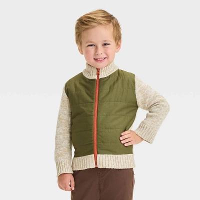 Toddler Boys Quilted Zip-Up Sweater